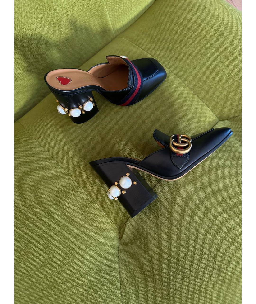 GUCCI Черные кожаные сабо, фото 2