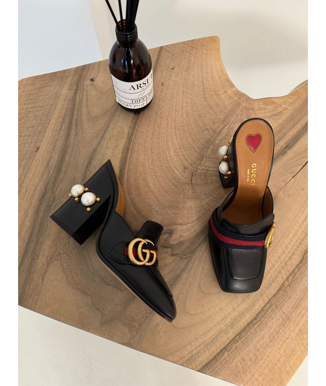 GUCCI Черные кожаные сабо, фото 3