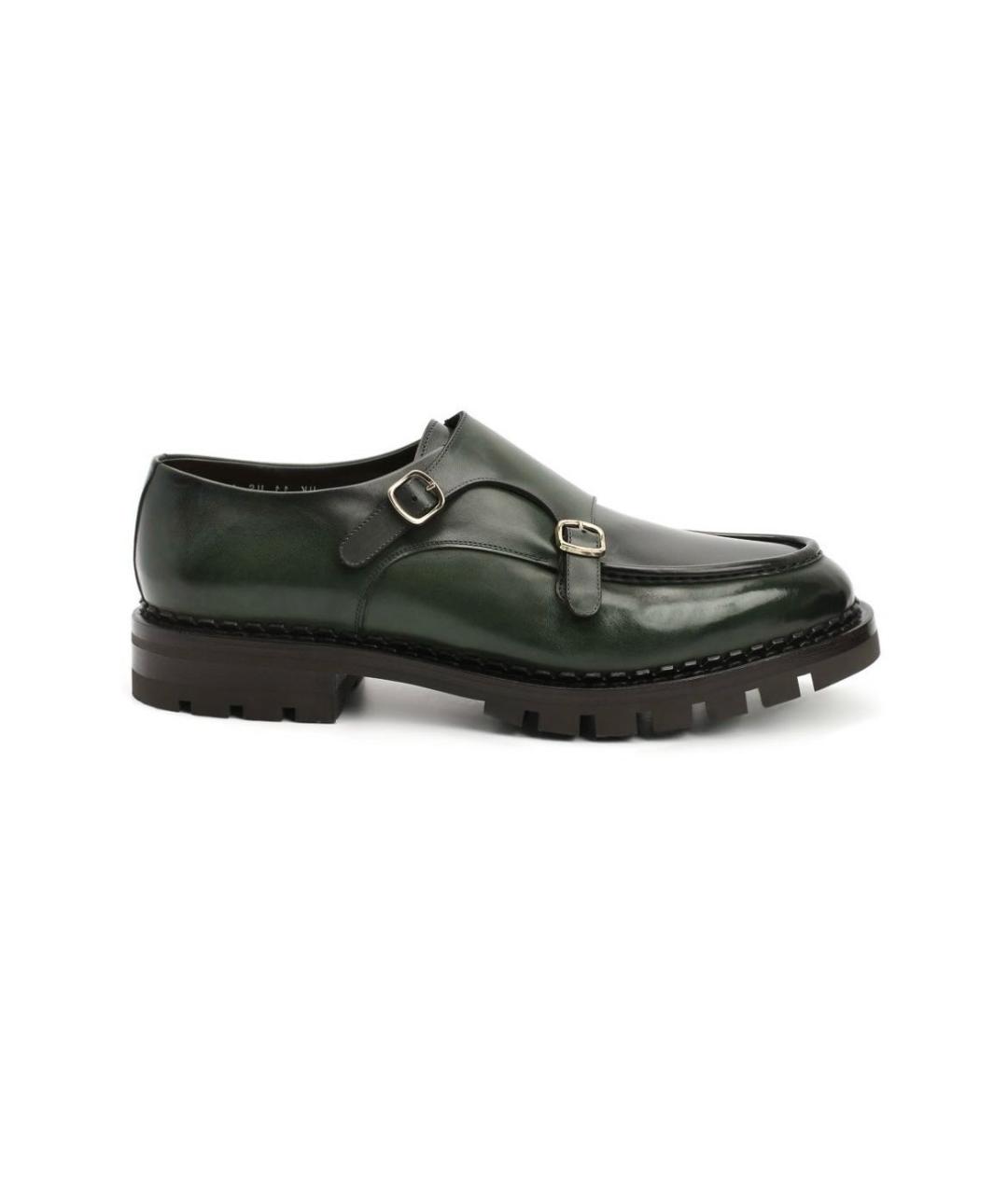 SANTONI Зеленые кожаные низкие ботинки, фото 9