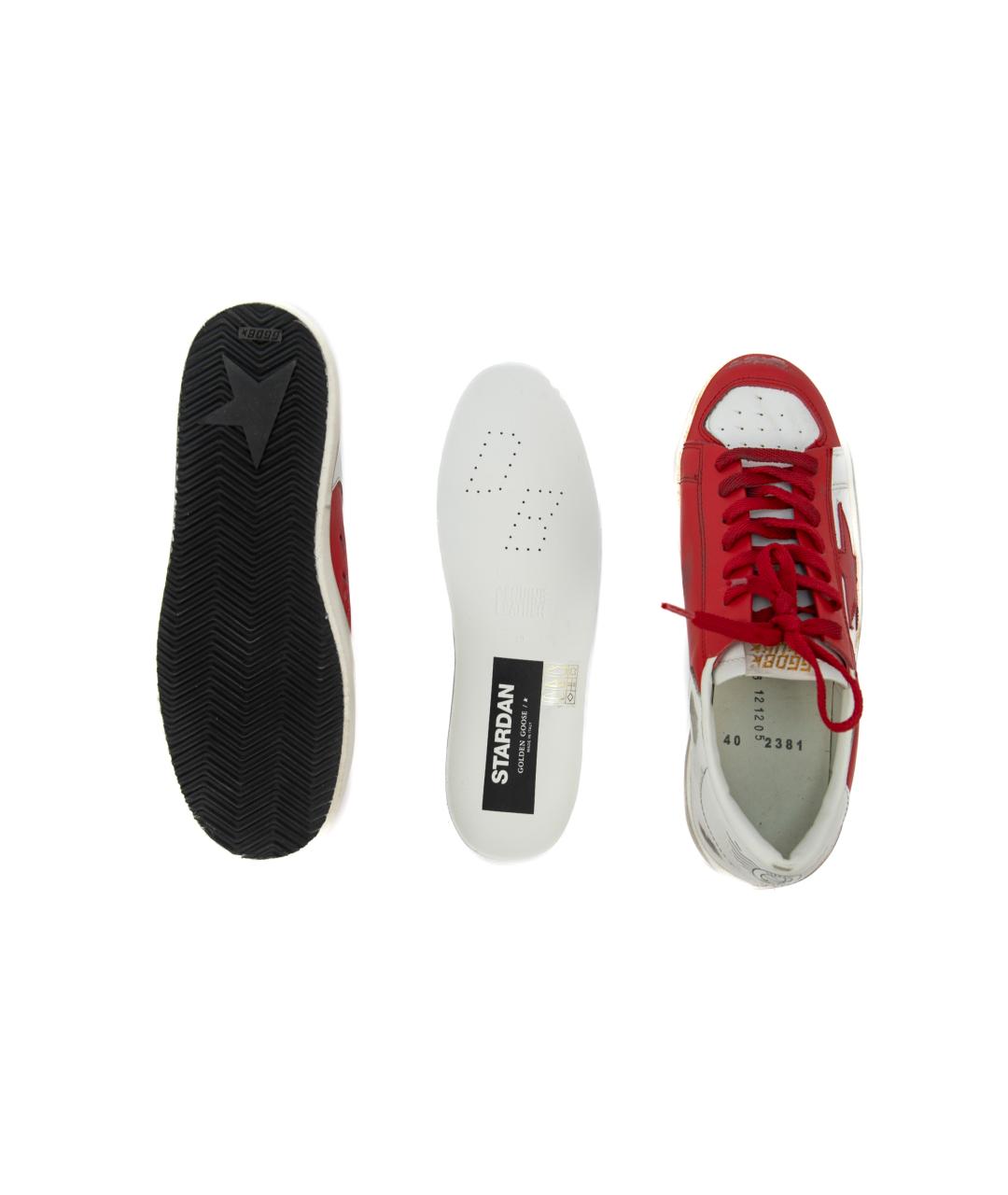 GOLDEN GOOSE DELUXE BRAND Красные кожаные низкие кроссовки / кеды, фото 4