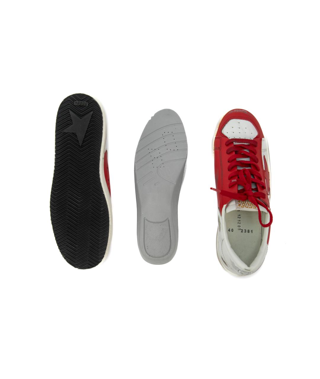 GOLDEN GOOSE DELUXE BRAND Красные кожаные низкие кроссовки / кеды, фото 5