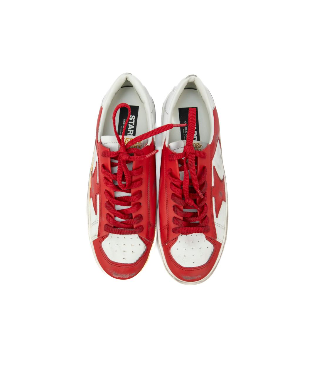 GOLDEN GOOSE DELUXE BRAND Красные кожаные низкие кроссовки / кеды, фото 2