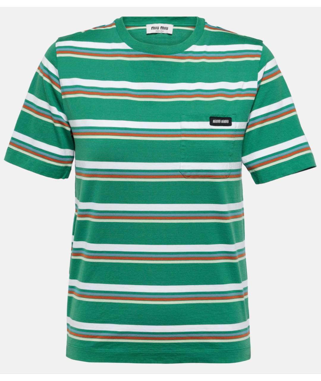 MIU MIU Зеленая хлопковая футболка, фото 6