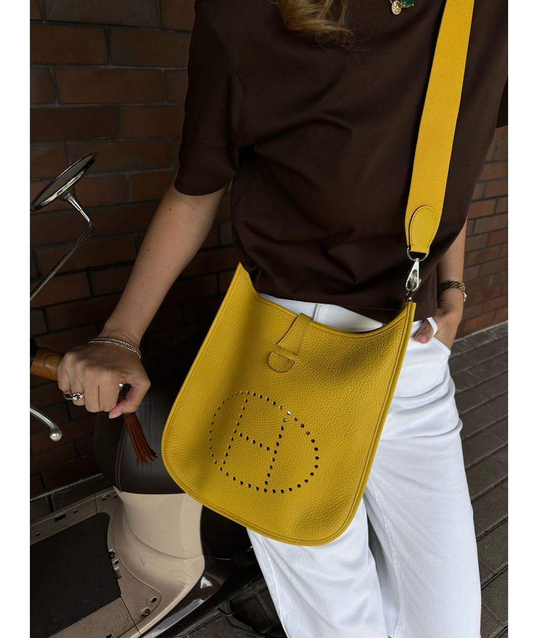 HERMES PRE-OWNED Желтая кожаная сумка через плечо, фото 6