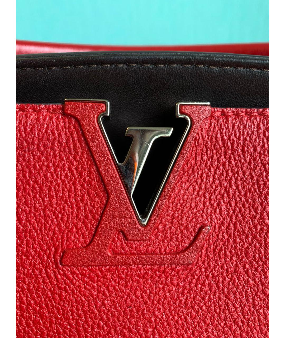 LOUIS VUITTON Красная кожаная сумка тоут, фото 8