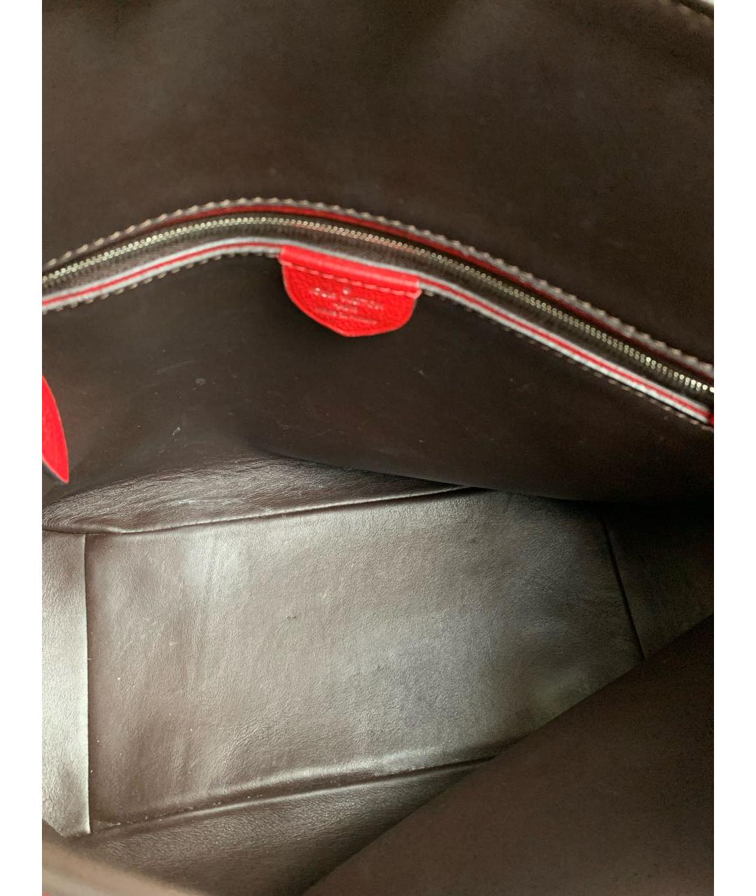 LOUIS VUITTON Красная кожаная сумка тоут, фото 6