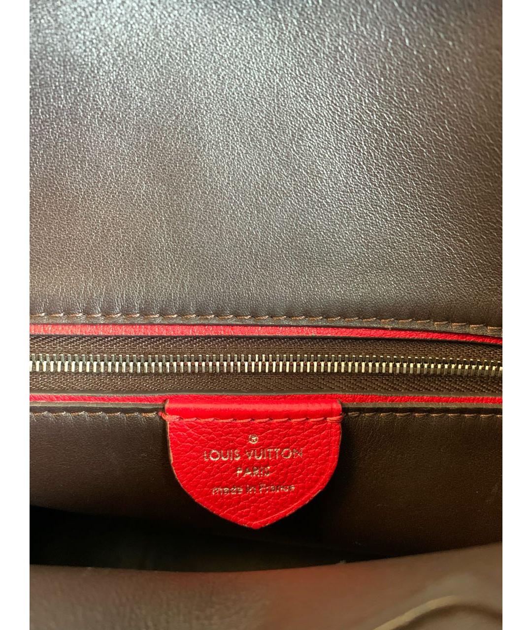 LOUIS VUITTON Красная кожаная сумка тоут, фото 7