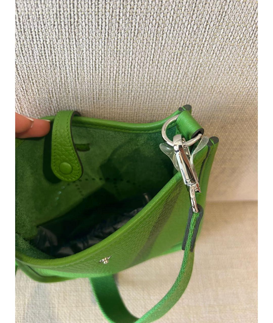 HERMES PRE-OWNED Зеленая кожаная сумка через плечо, фото 3