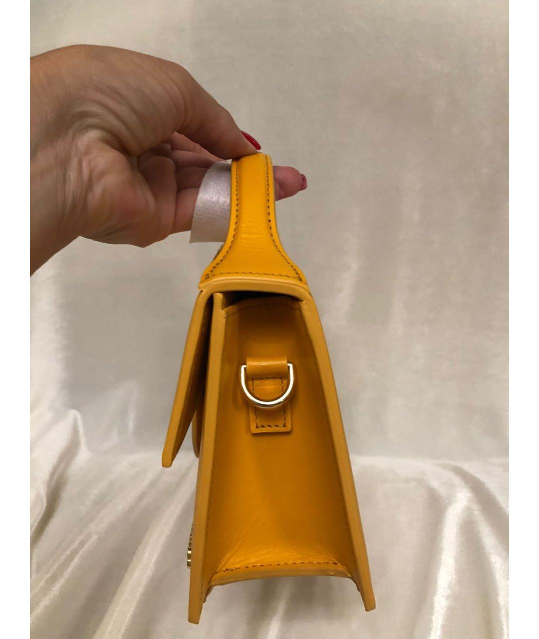 JACQUEMUS Оранжевая кожаная сумка с короткими ручками, фото 6