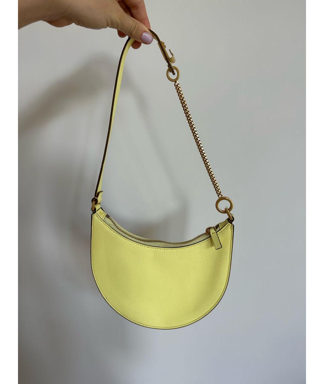 VALENTINO Желтая кожаная сумка с короткими ручками, фото 2