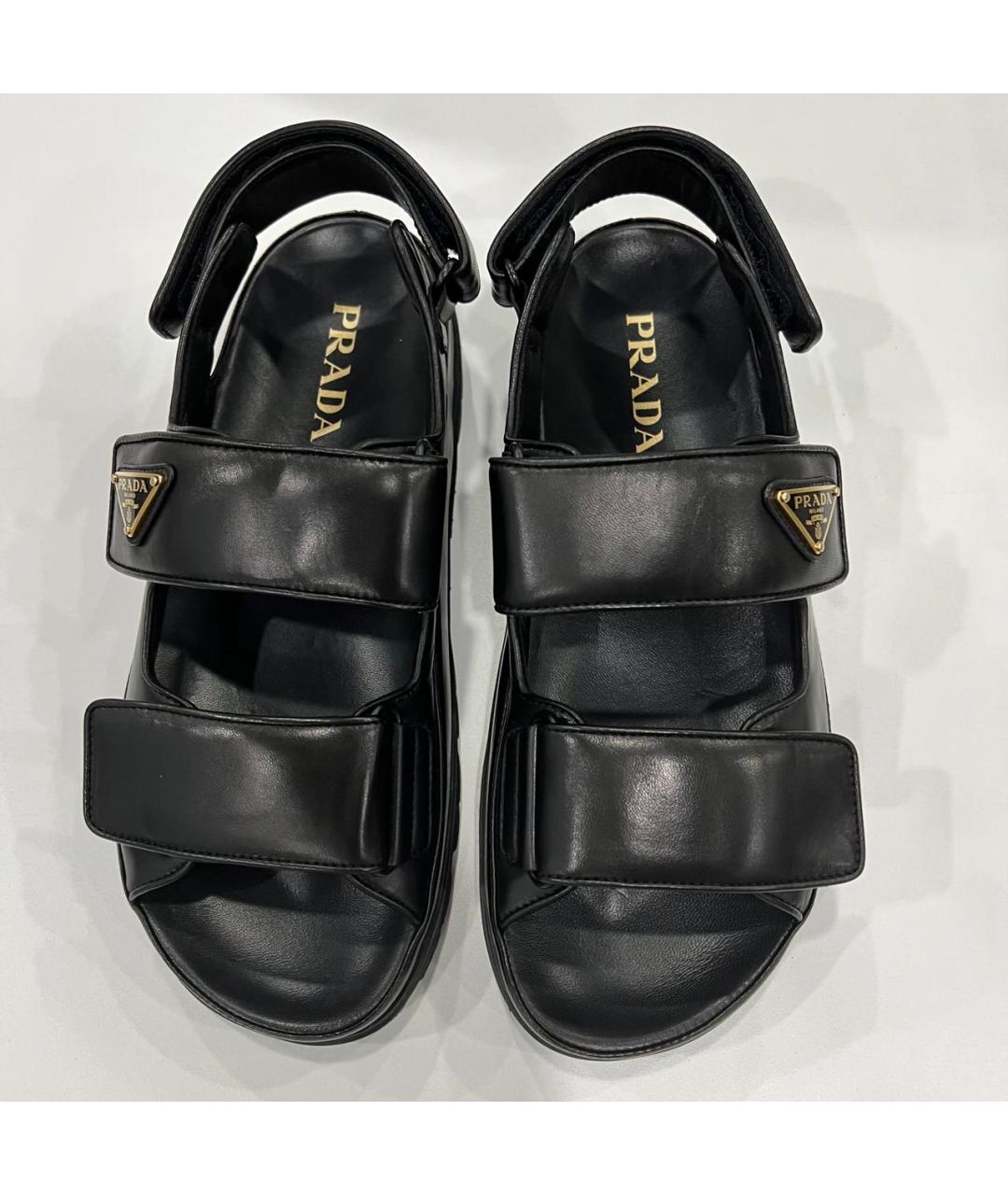 PRADA Черные кожаные сандалии, фото 3