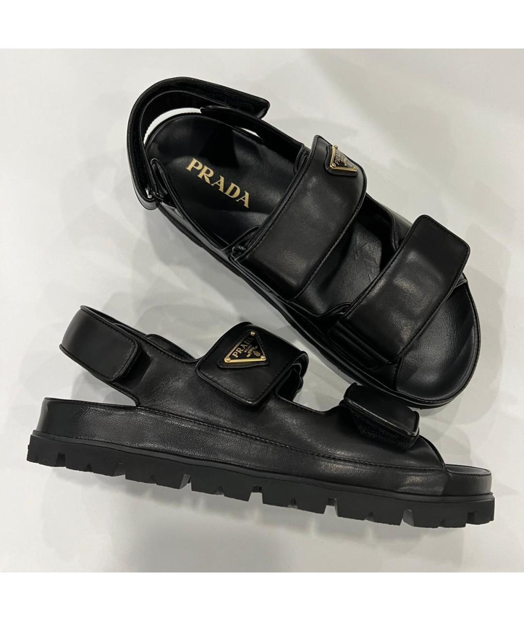 PRADA Черные кожаные сандалии, фото 5