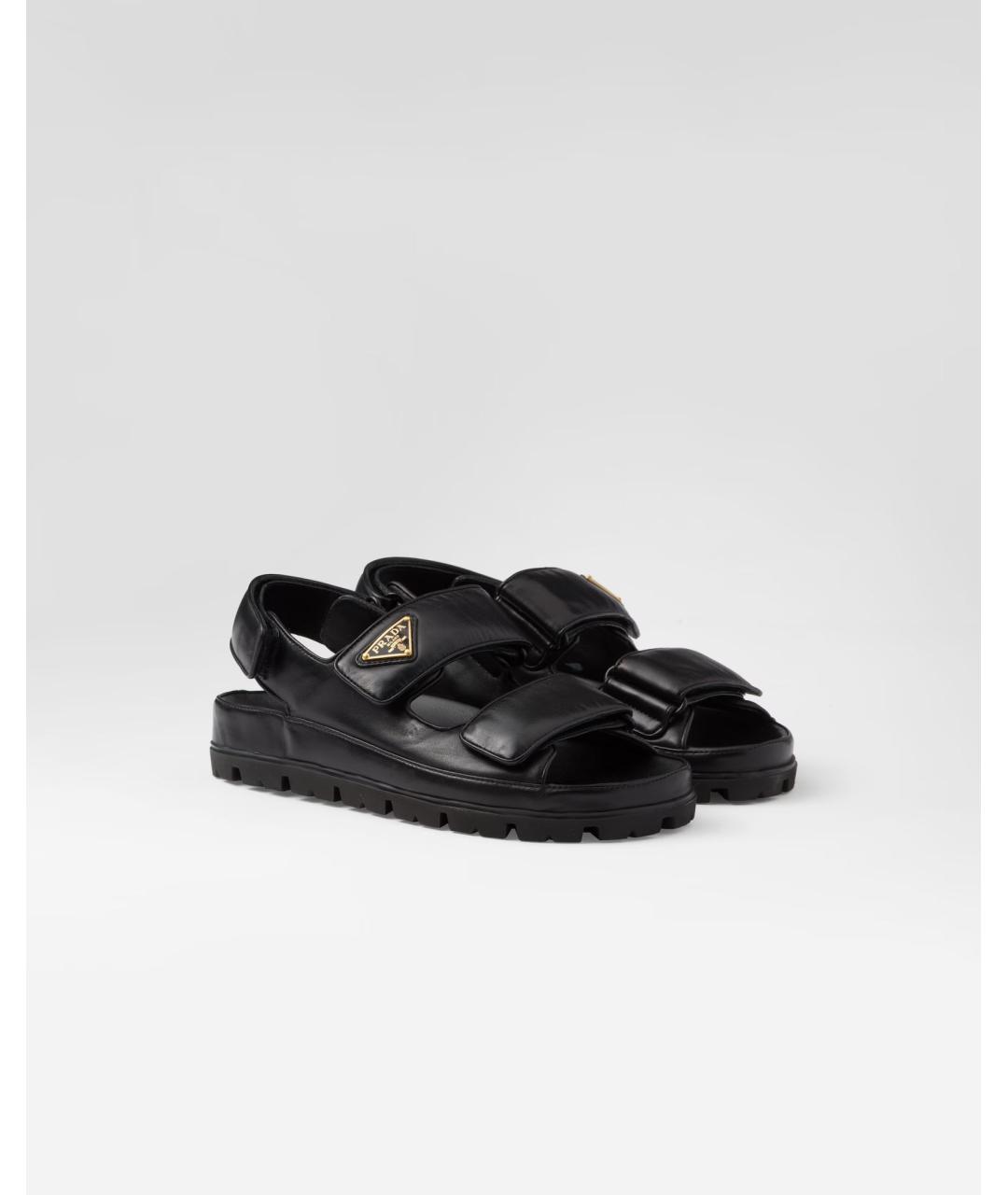 PRADA Черные кожаные сандалии, фото 2