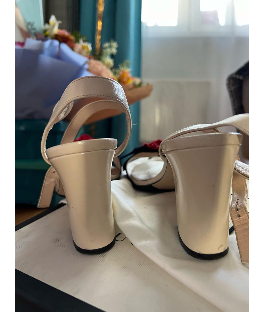 GUCCI Белые кожаные босоножки, фото 3