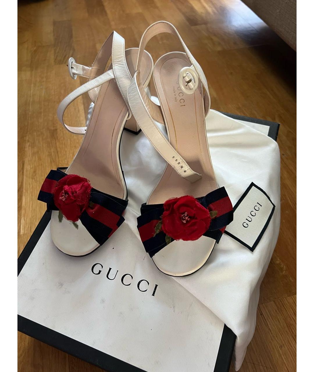 GUCCI Белые кожаные босоножки, фото 2