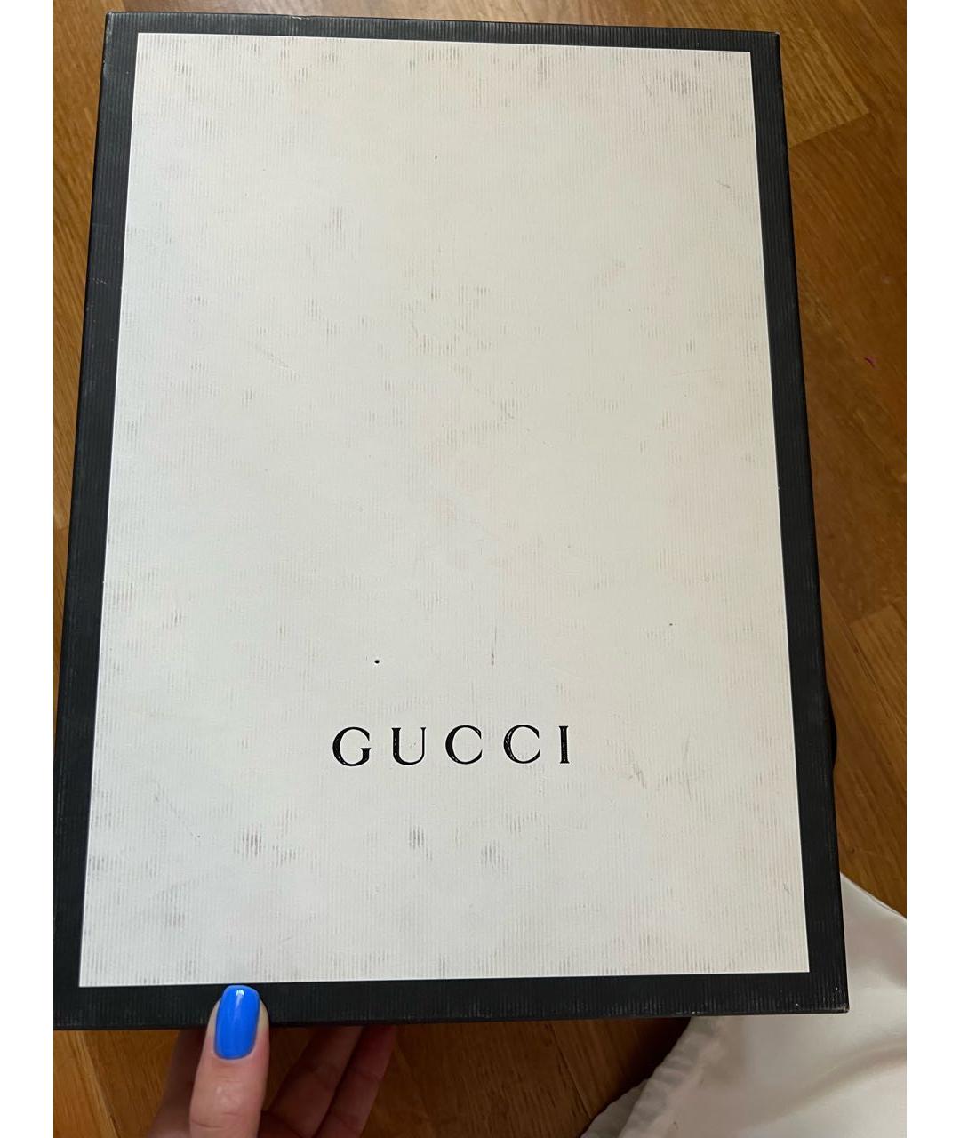 GUCCI Белые кожаные босоножки, фото 6