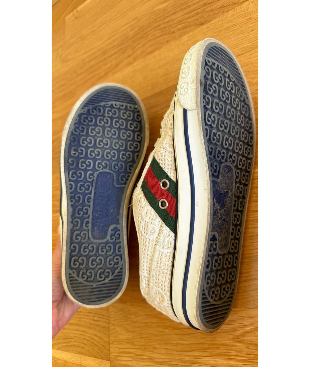 GUCCI Белые текстильные кеды, фото 6