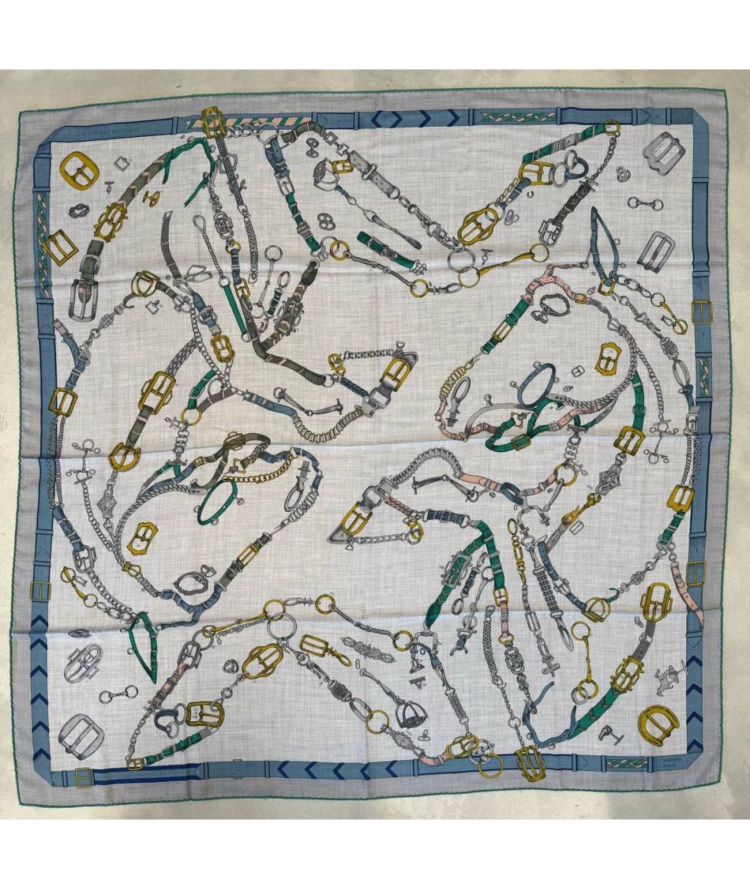 HERMES PRE-OWNED Голубой кашемировый платок, фото 2