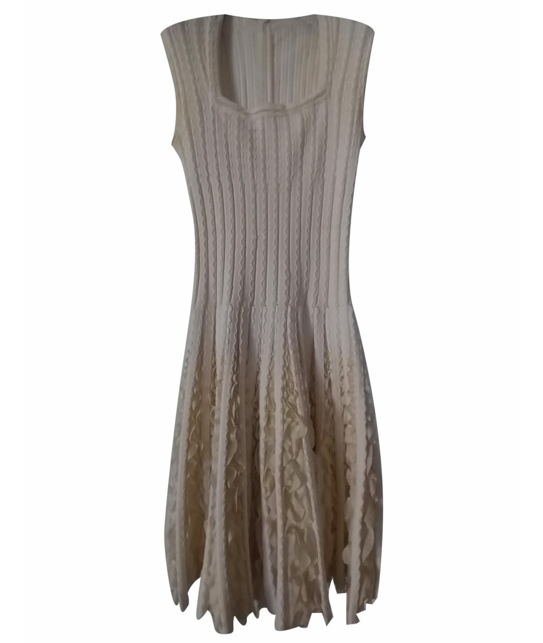 ALAIA Бежевое вискозное коктейльное платье, фото 1