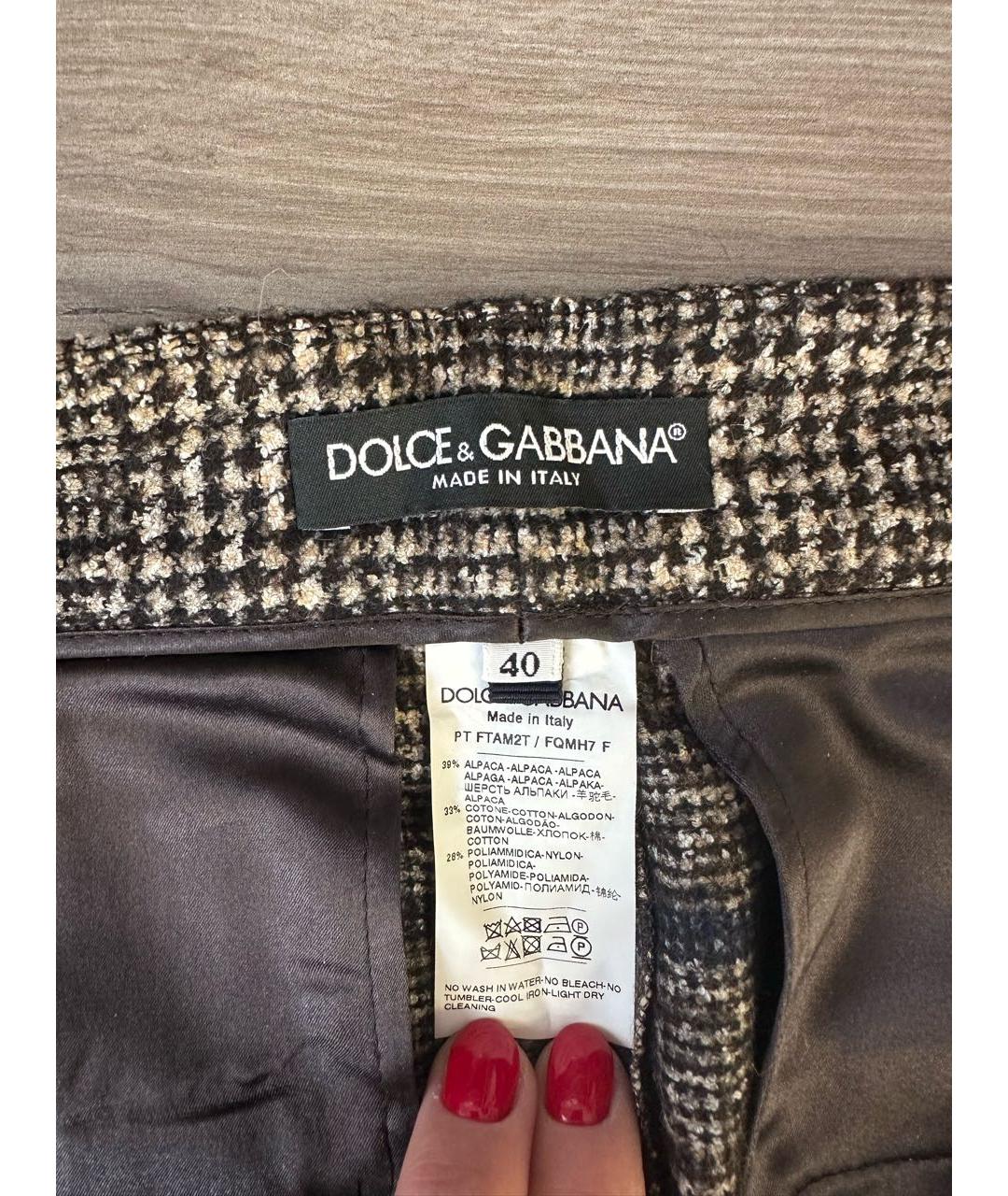 DOLCE&GABBANA Коричневые шерстяные прямые брюки, фото 4