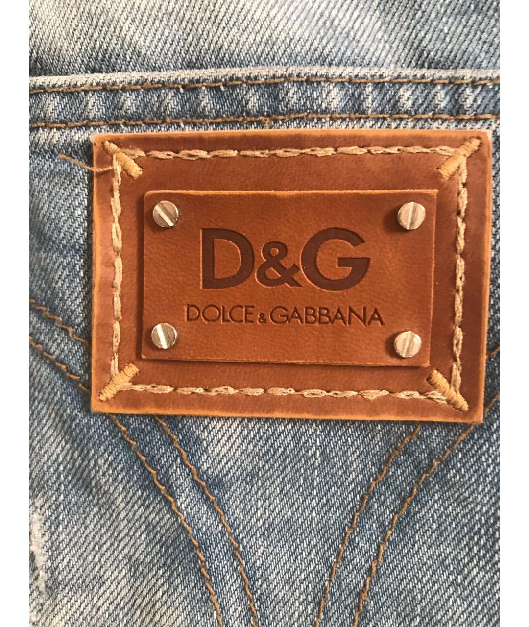 DOLCE&GABBANA Голубые хлопковые джинсы клеш, фото 8