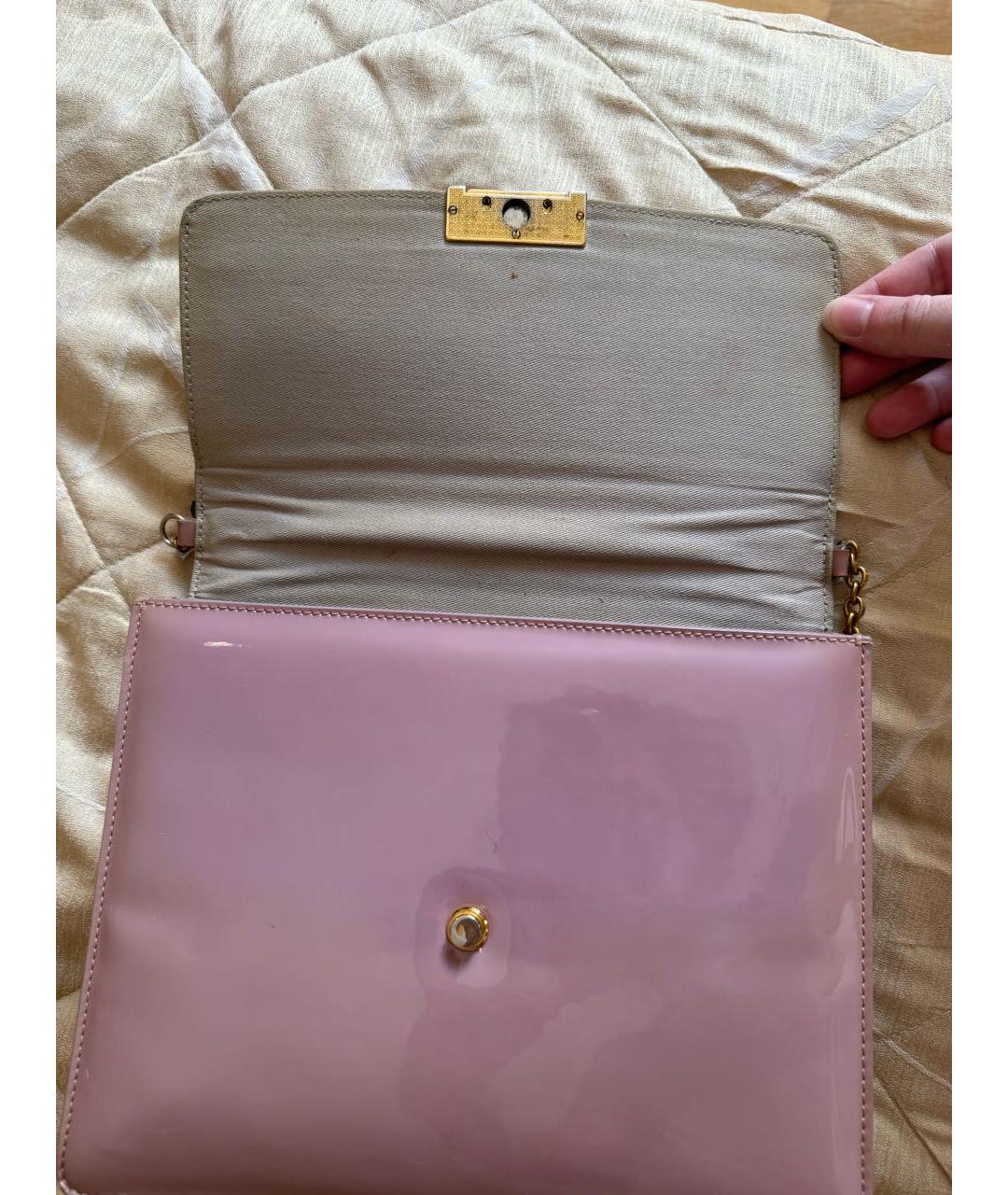 DOLCE&GABBANA Розовая сумка через плечо из лакированной кожи, фото 4