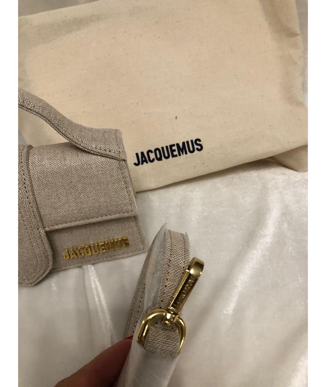 JACQUEMUS Серая льняная сумка через плечо, фото 3