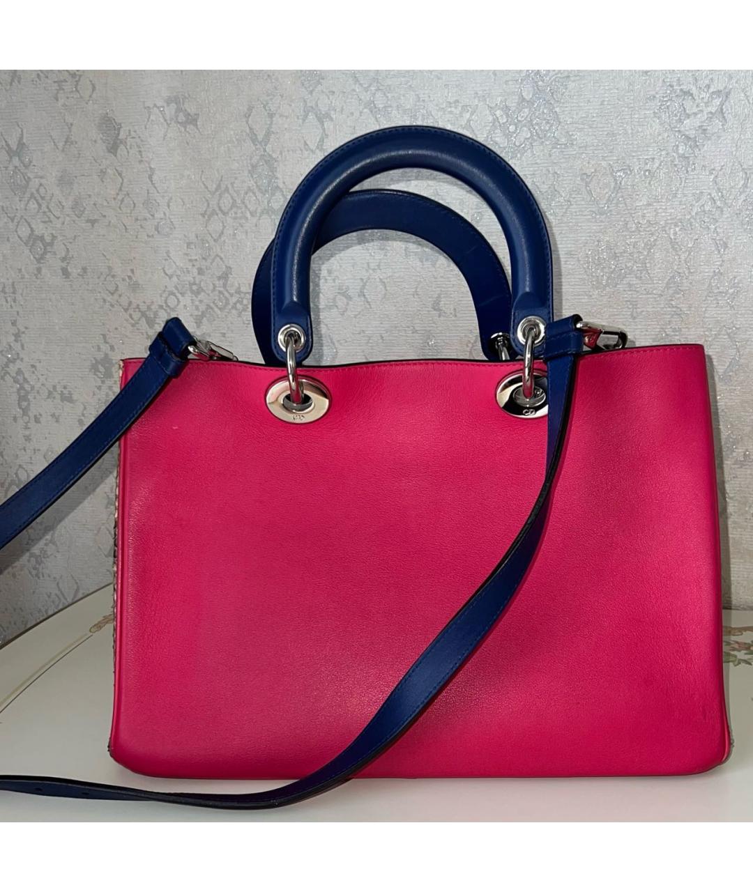 CHRISTIAN DIOR Фуксия кожаная сумка с короткими ручками, фото 3