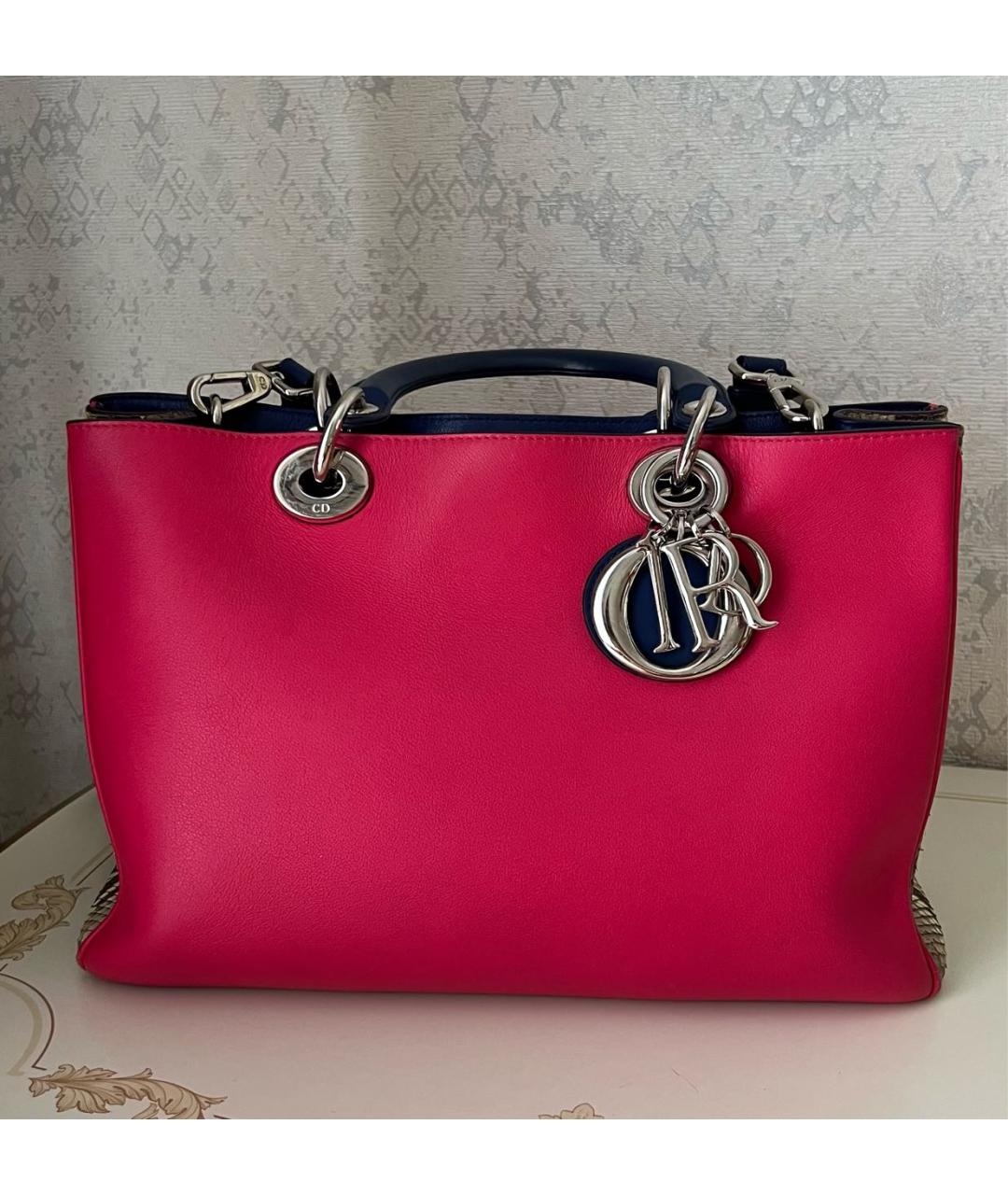 CHRISTIAN DIOR Фуксия кожаная сумка с короткими ручками, фото 9