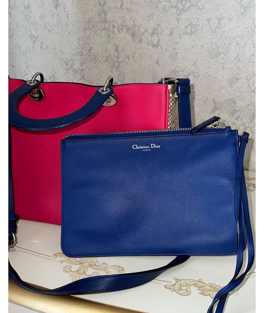 CHRISTIAN DIOR Фуксия кожаная сумка с короткими ручками, фото 6