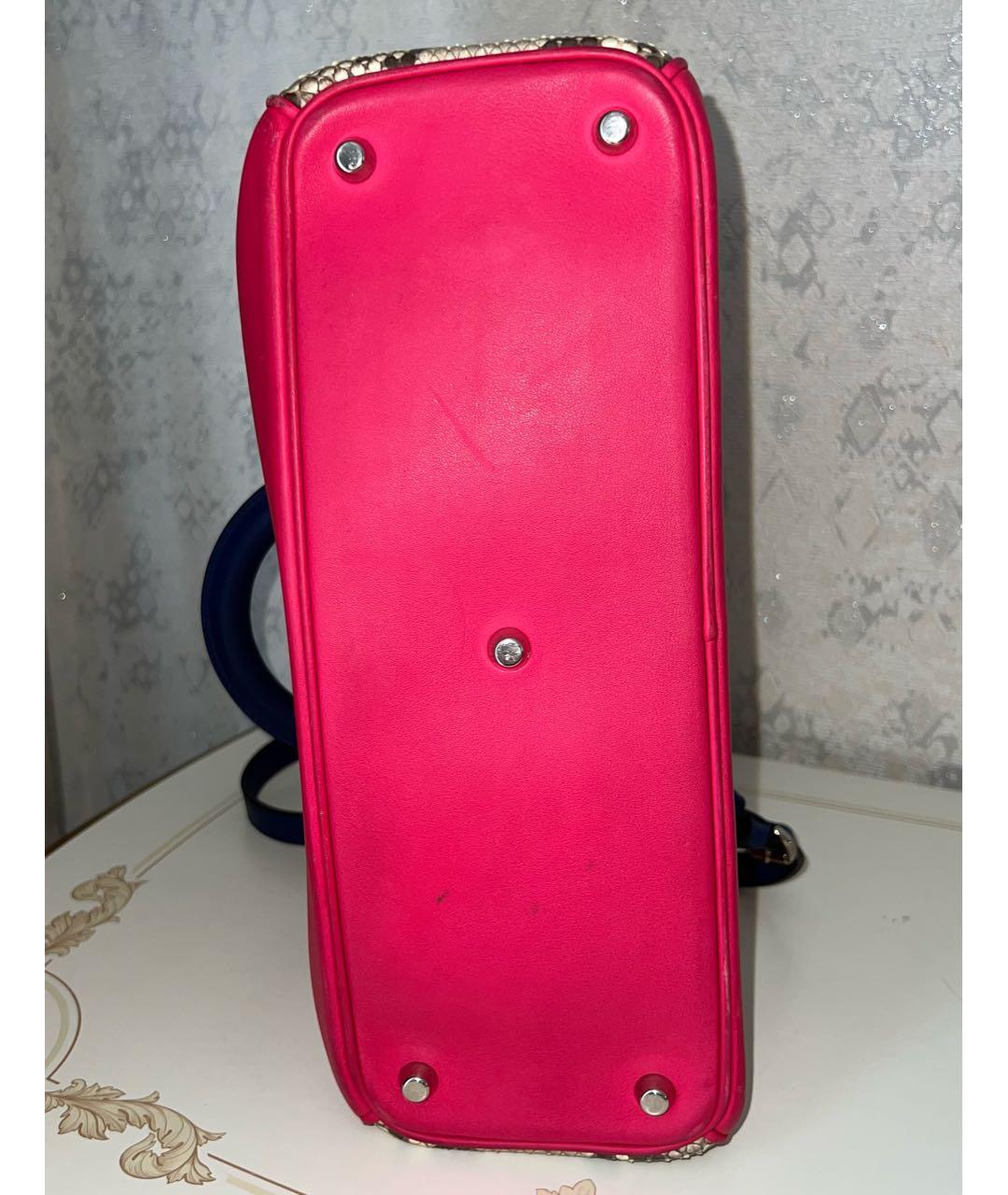 CHRISTIAN DIOR Фуксия кожаная сумка с короткими ручками, фото 5