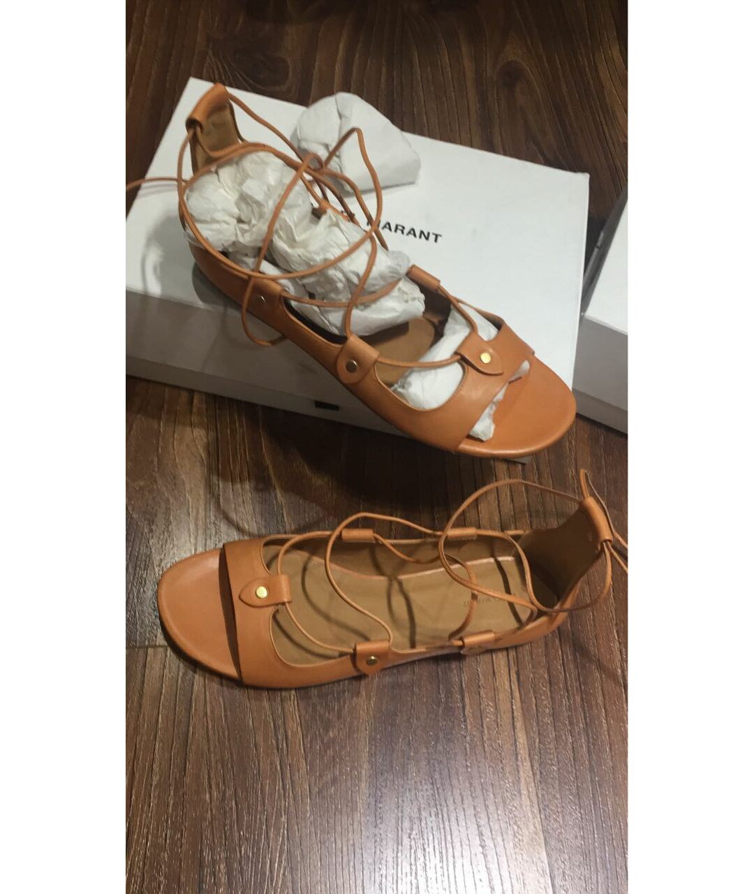 ISABEL MARANT Оранжевое кожаные сандалии, фото 4