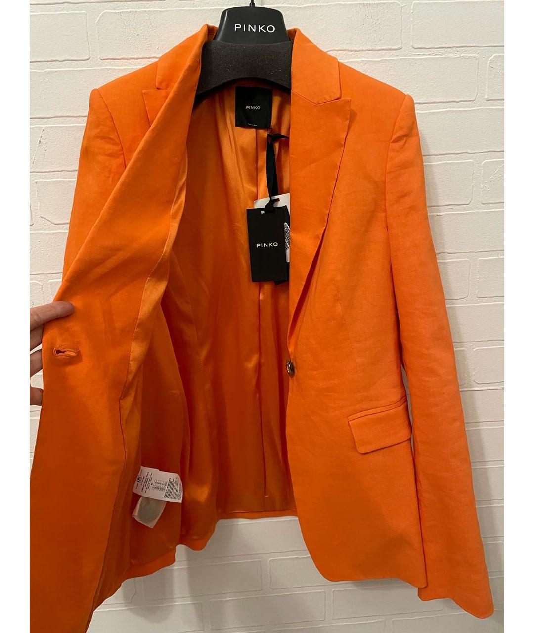 PINKO Оранжевый льняной жакет/пиджак, фото 6