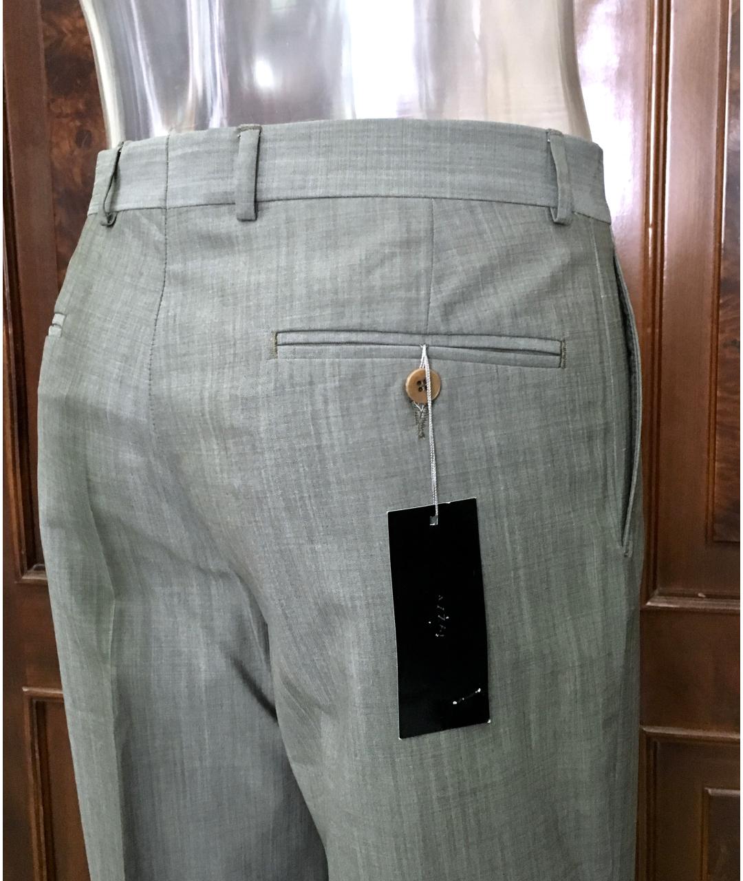 AZZARO Серые шерстяные классические брюки, фото 7