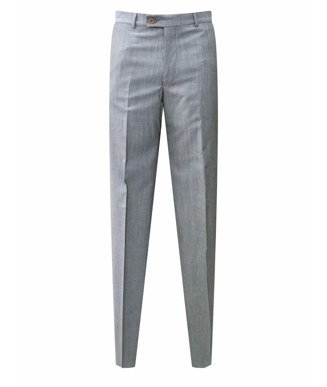 AZZARO Серые шерстяные классические брюки, фото 1