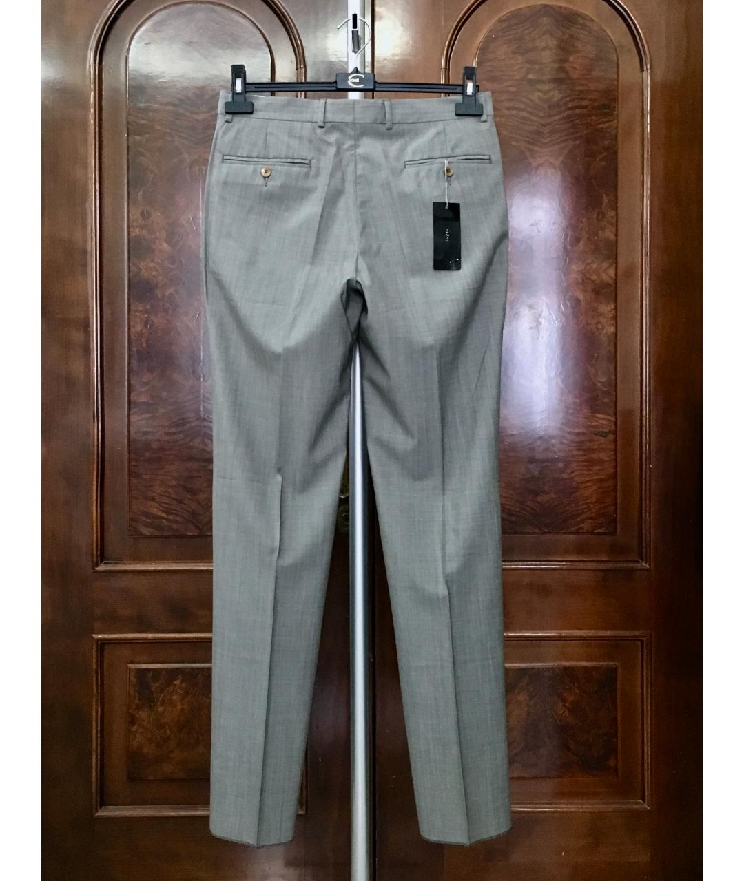 AZZARO Серые шерстяные классические брюки, фото 5