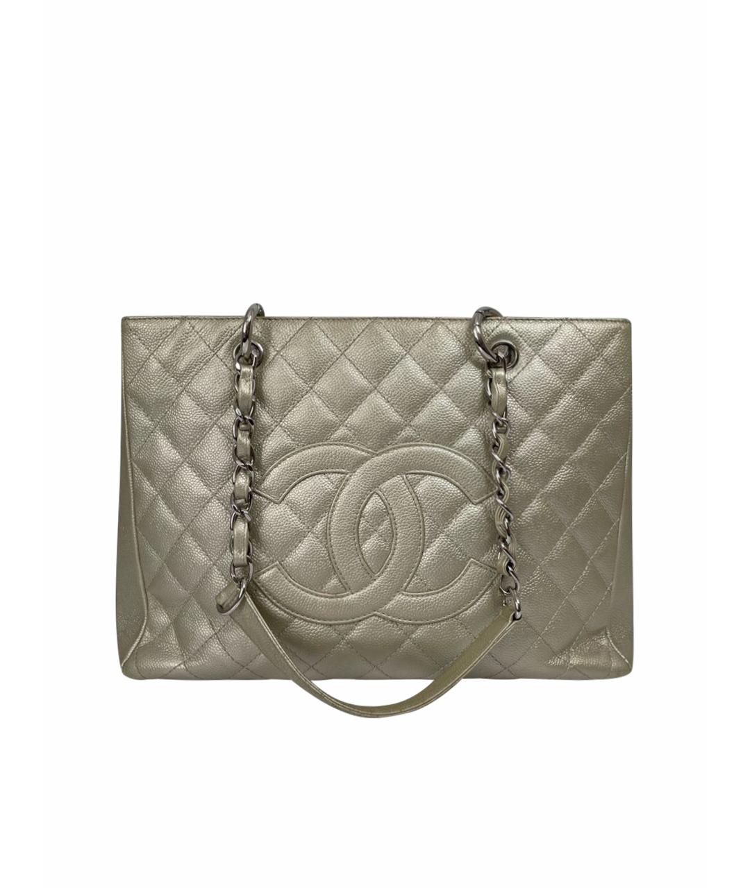 CHANEL PRE-OWNED Золотая кожаная сумка тоут, фото 1