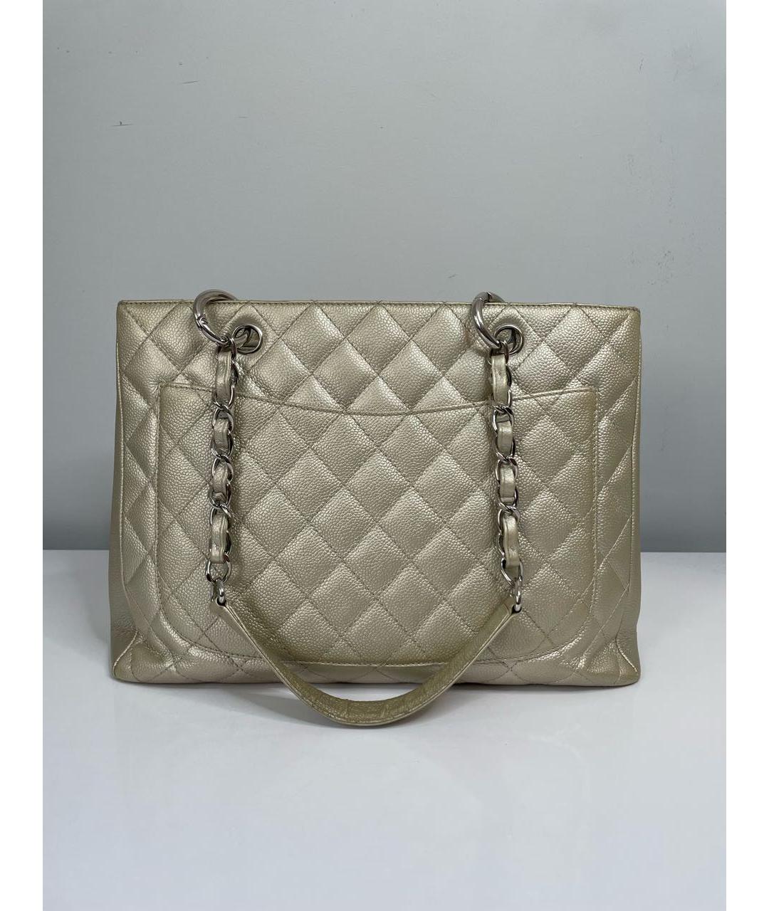 CHANEL PRE-OWNED Золотая кожаная сумка тоут, фото 2