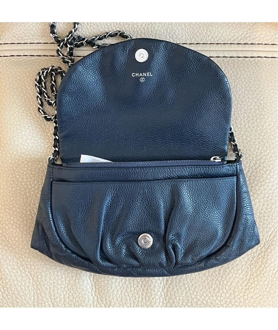 CHANEL PRE-OWNED Темно-синяя кожаная сумка через плечо, фото 8