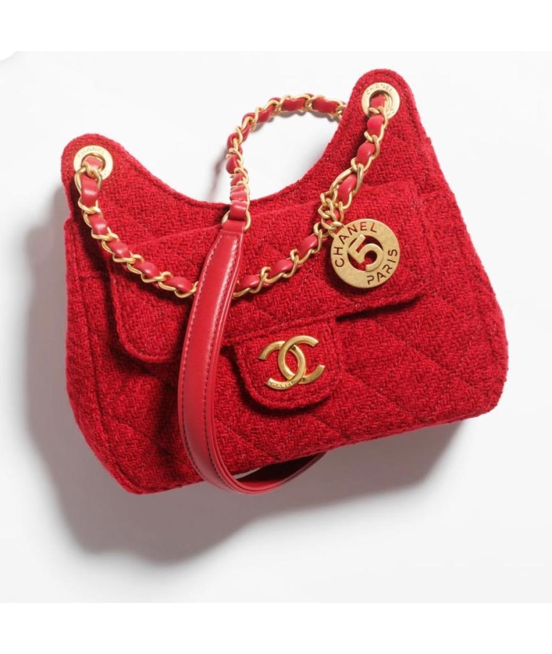 CHANEL PRE-OWNED Красная тканевая сумка через плечо, фото 3