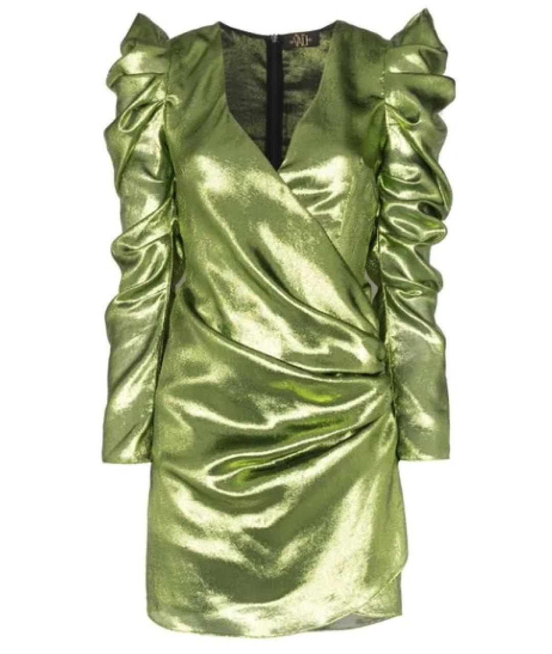 DE LA VALI Зеленые шелковое коктейльное платье, фото 1