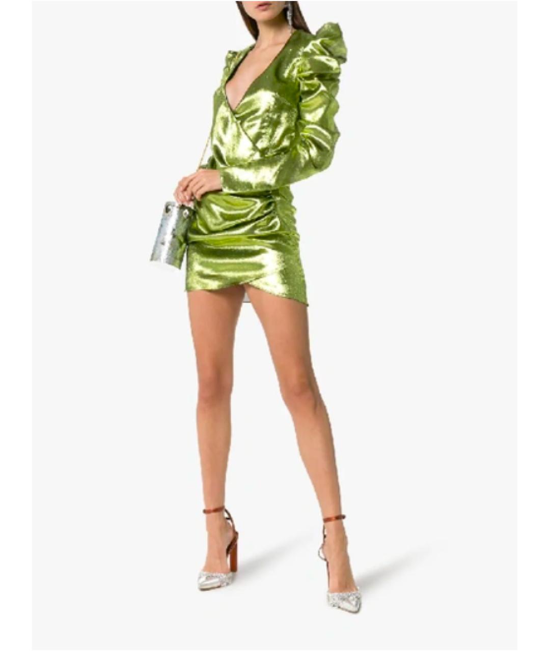DE LA VALI Зеленые шелковое коктейльное платье, фото 2