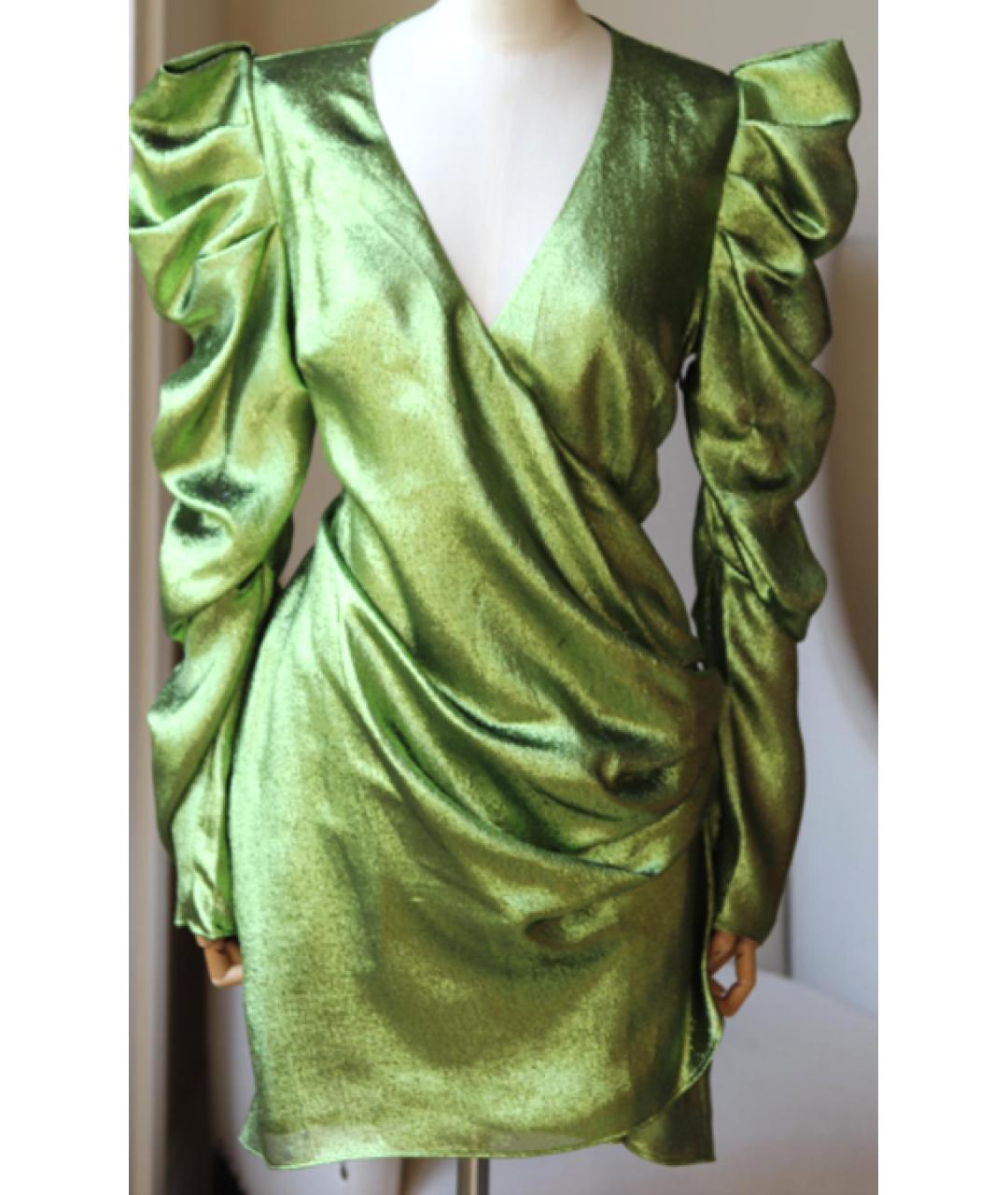 DE LA VALI Зеленые шелковое коктейльное платье, фото 6