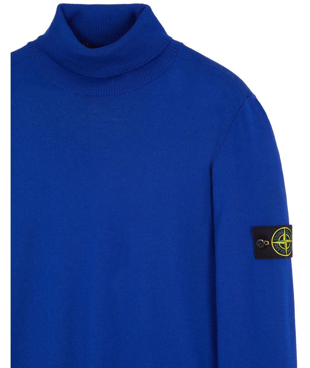 STONE ISLAND Синяя шерстяная водолазка, фото 3