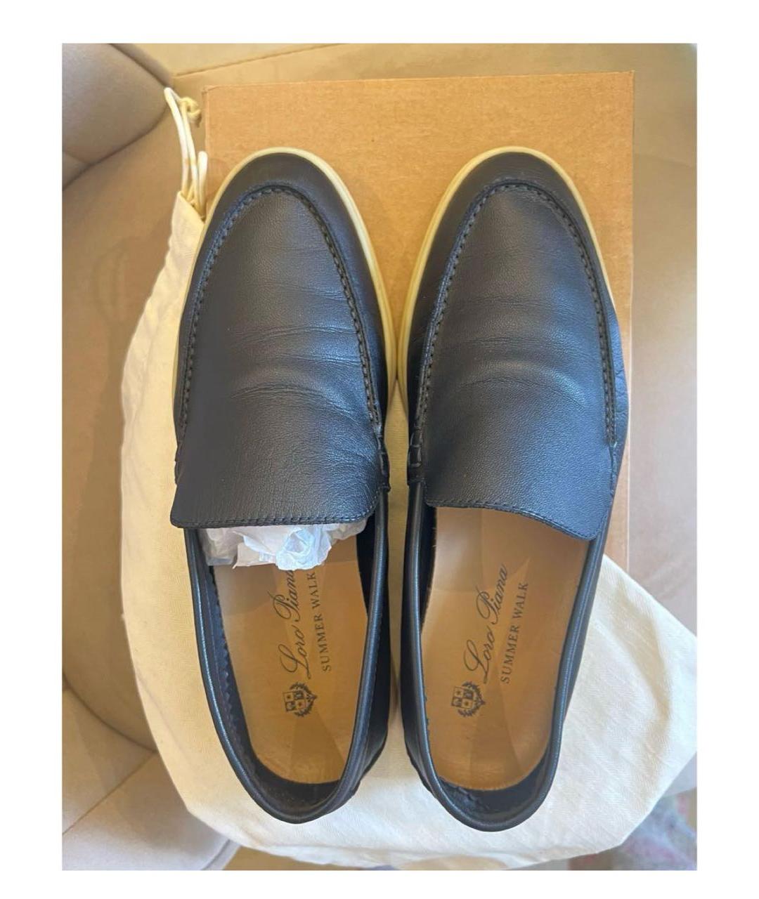 LORO PIANA Темно-синие кожаные лоферы, фото 2