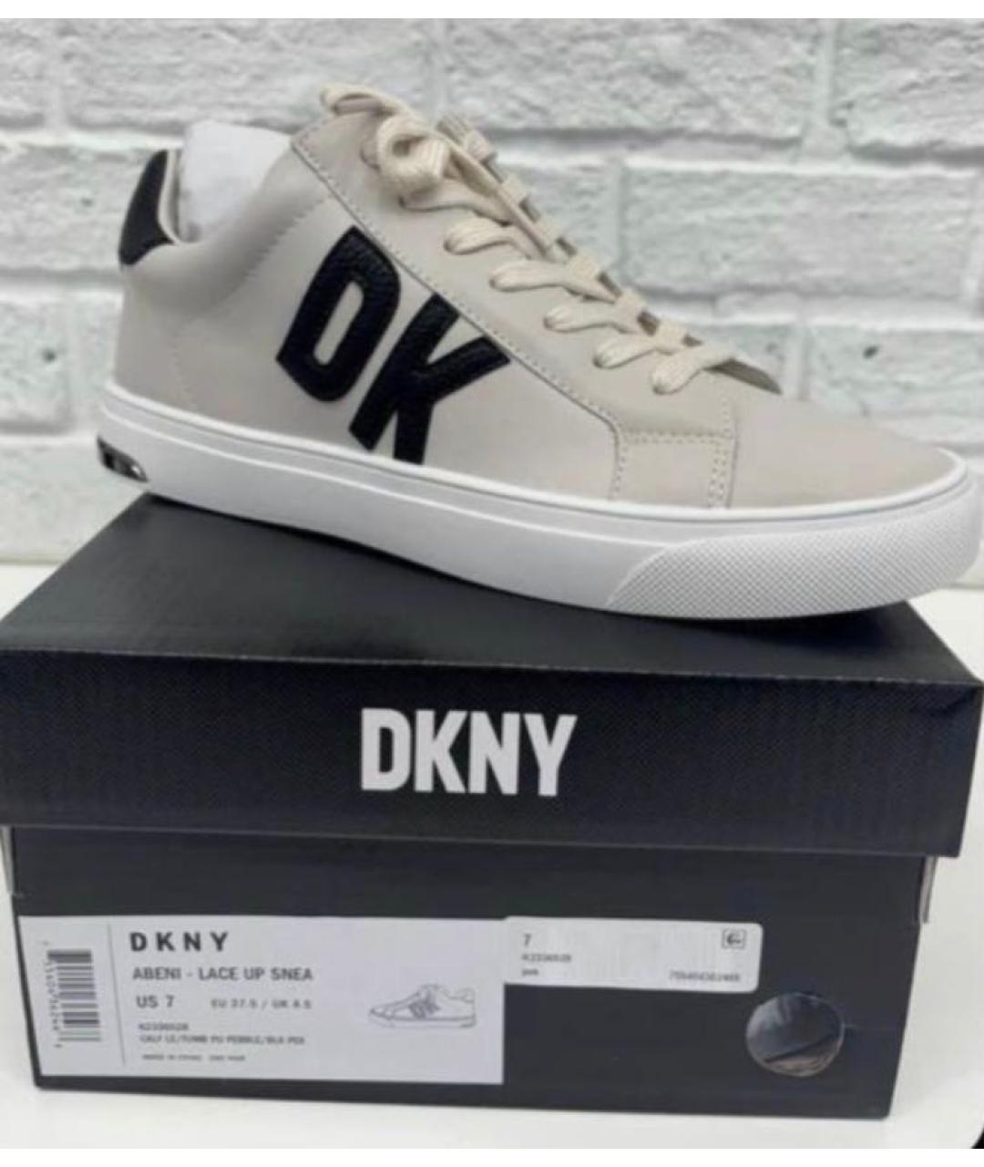 DKNY Бежевые кожаные кеды, фото 8