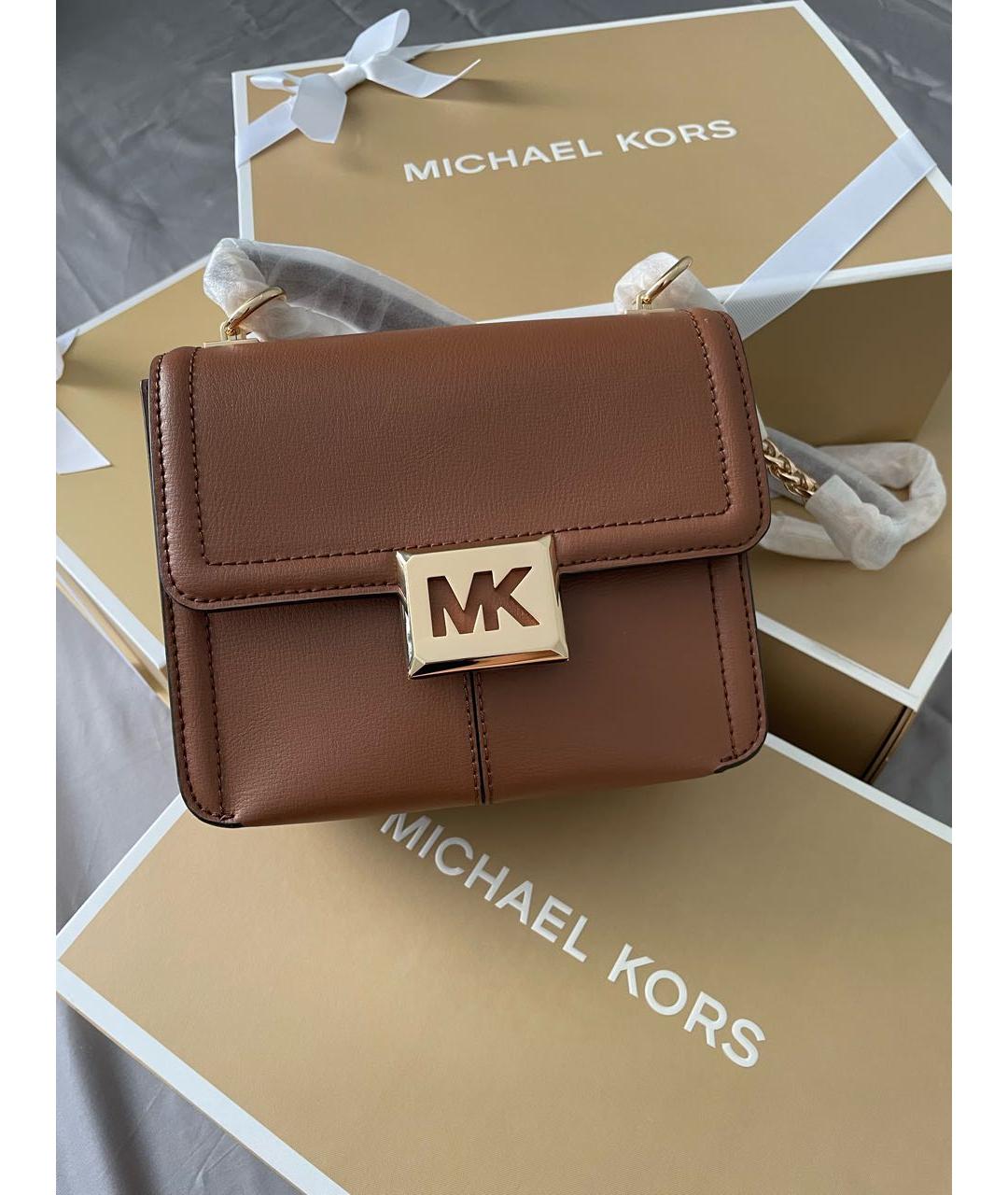 MICHAEL KORS Коричневая кожаная сумка через плечо, фото 3