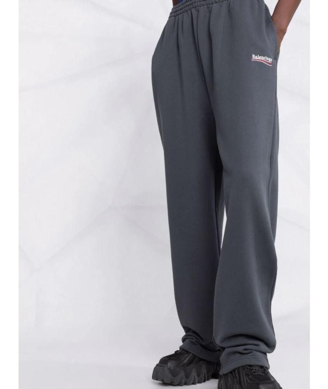BALENCIAGA Антрацитовые хлопковые спортивные брюки и шорты, фото 3
