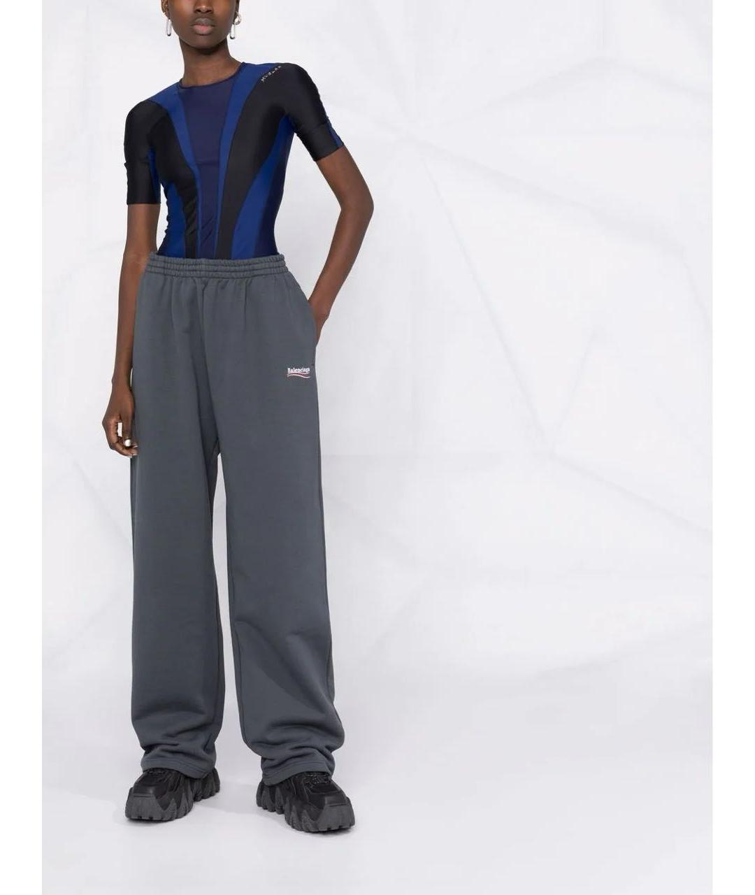 BALENCIAGA Антрацитовые хлопковые спортивные брюки и шорты, фото 2