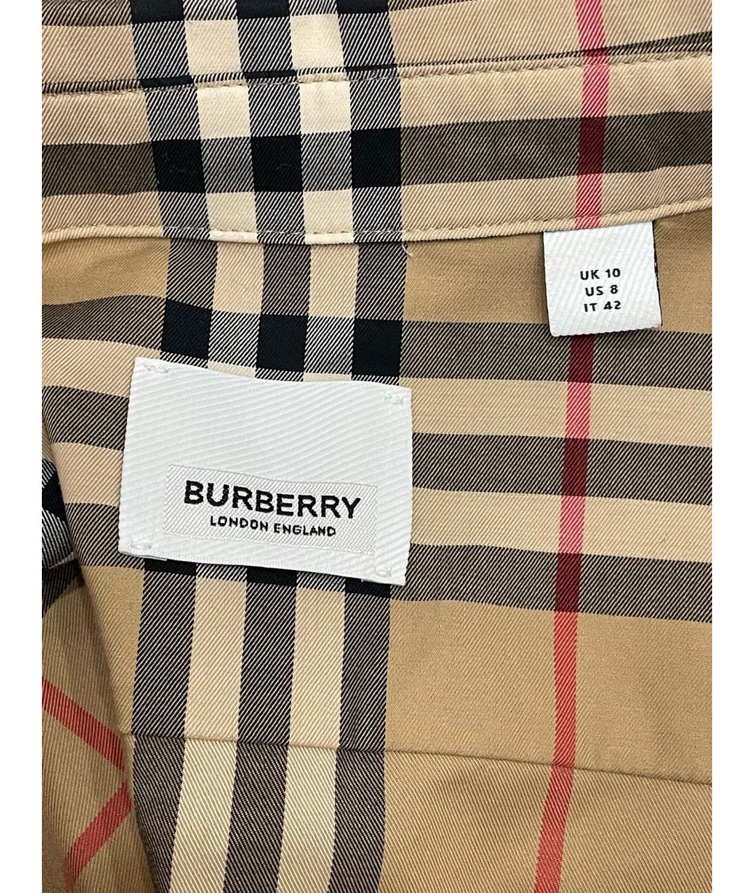 BURBERRY Бежевая хлопковая рубашка, фото 4